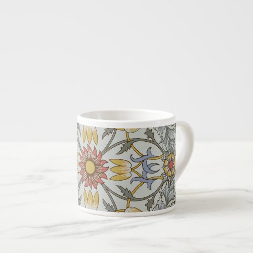 William Morris Floral Circle Flower Illustration Espresso Cup