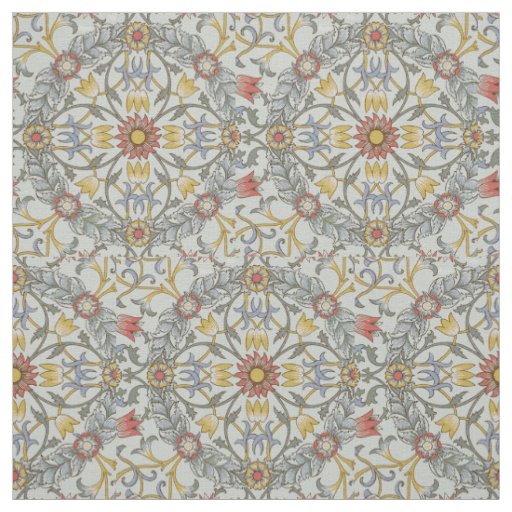 William Morris Floral Circle Flower Illustration Fabric