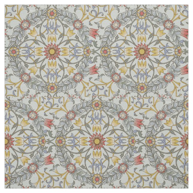 William Morris Floral Circle Flower Illustration Fabric (Swatch)