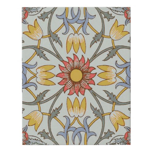 William Morris Floral Circle Flower Illustration Faux Canvas Print