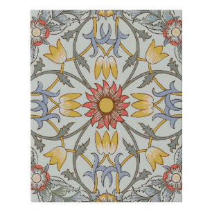 William Morris Floral Circle Flower Illustration Faux Canvas Print