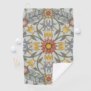 William Morris Floral Circle Flower Illustration Golf Towel