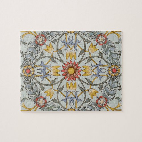 William Morris Floral Circle Flower Illustration Jigsaw Puzzle