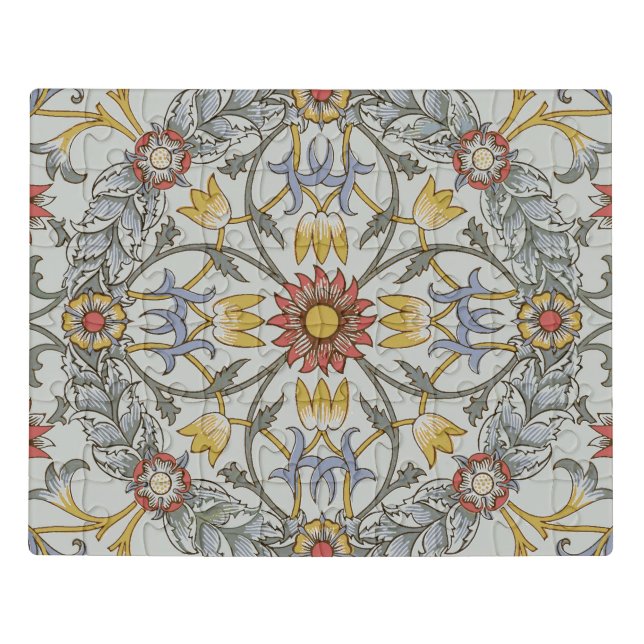 William Morris Floral Circle Flower Illustration Jigsaw Puzzle (Puzzle Horizontal)
