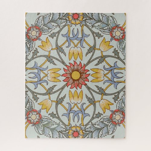 William Morris Floral Circle Flower Illustration Jigsaw Puzzle