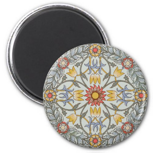 William Morris Floral Circle Flower Illustration Magnet