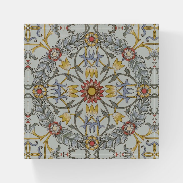William Morris Floral Circle Flower Illustration Paperweight (Front)