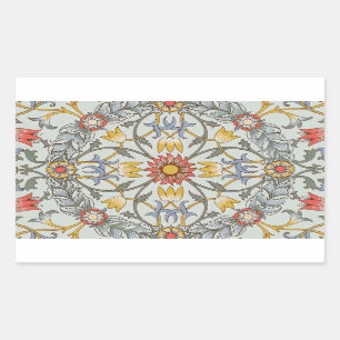 William Morris Floral Circle Flower Illustration Rectangular Sticker