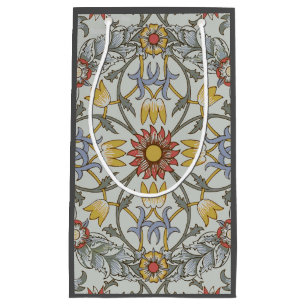 William Morris Floral Circle Flower Illustration Small Gift Bag