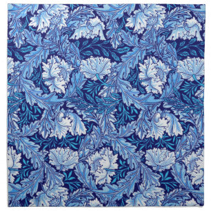 William Morris Floral, Cobalt Blue and White Cloth Napkin