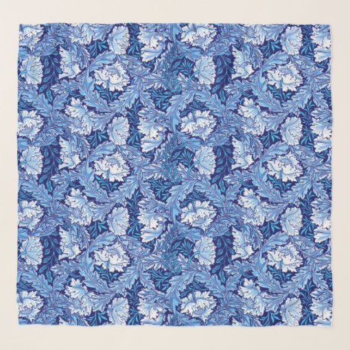William Morris Floral Cobalt Blue And White Scarf Zazzle