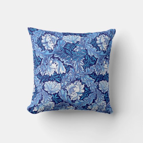 William Morris Floral Cobalt Blue and White Throw Pillow