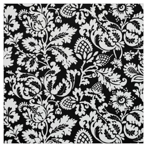 William Morris Floral Damask, Black and White Fabric