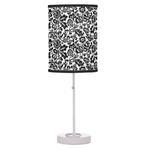William Morris Floral Damask Black and White Tabl Table Lamp