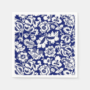 William Morris Floral Damask, Cobalt Blue & White Paper Napkins