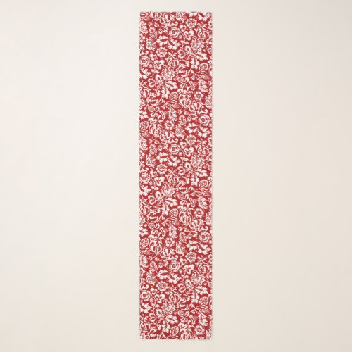 William Morris Floral Damask Deep Red and White Scarf