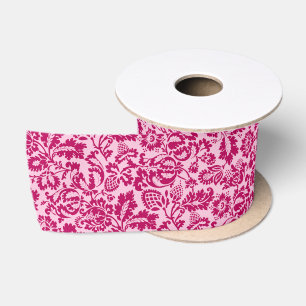 William Morris Floral Damask, Fuchsia and Pink Satin Ribbon