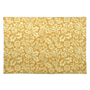 William Morris Floral Damask, Mustard Yellow Cloth Placemat