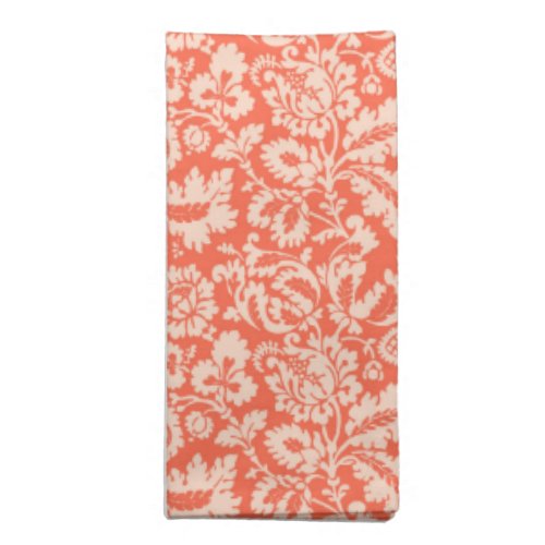 William Morris Floral Damask Peach and Coral  Cloth Napkin