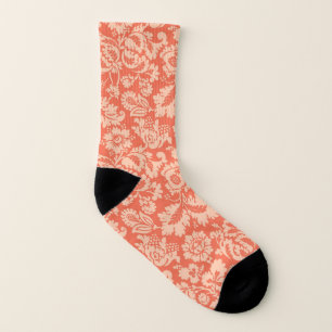 William Morris Floral Damask, Peach and Coral Socks
