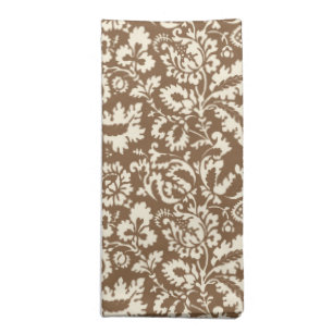 William Morris Floral Damask, Taupe Tan and Beige  Cloth Napkin