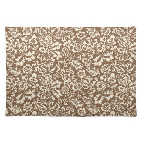 William Morris Floral Damask Taupe Tan and Beige  Cloth Placemat