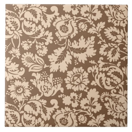 William Morris Floral Damask Taupe Tan and Beige Tile