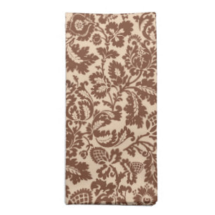 William Morris Floral Damask, Taupe Tan on Beige Cloth Napkin