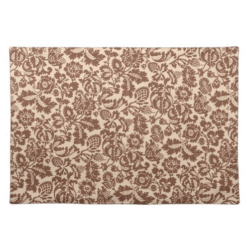 William Morris Floral Damask Taupe Tan on Beige  Cloth Placemat