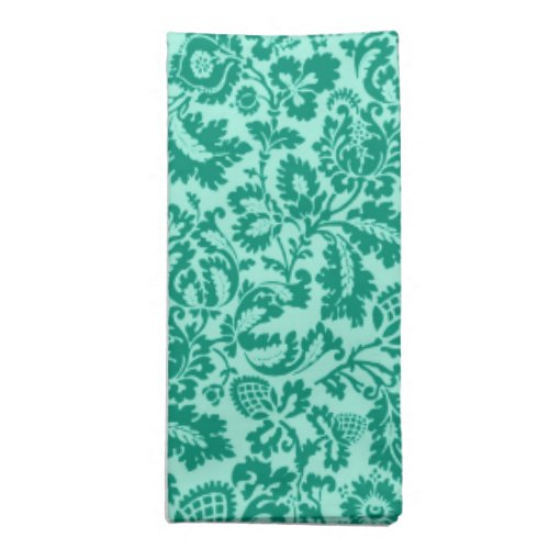 William Morris Floral Damask Turquoise and Aqua  Cloth Napkin