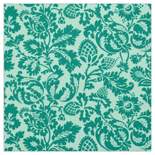 William Morris Floral Damask Turquoise and Aqua Fabric