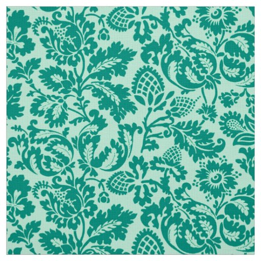 William Morris Floral Damask, Turquoise and Aqua Fabric