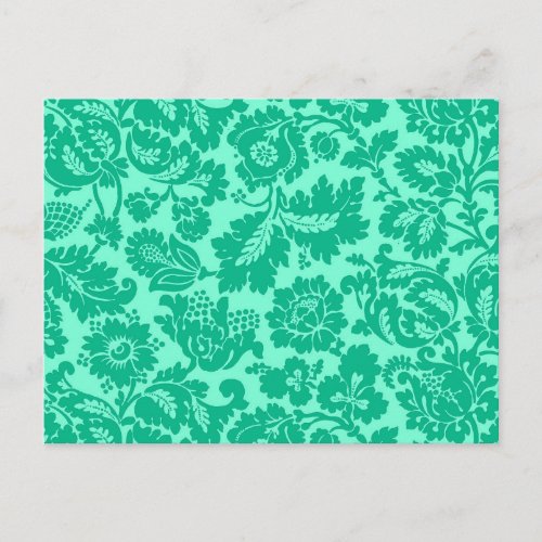 William Morris Floral Damask Turquoise and Aqua Postcard