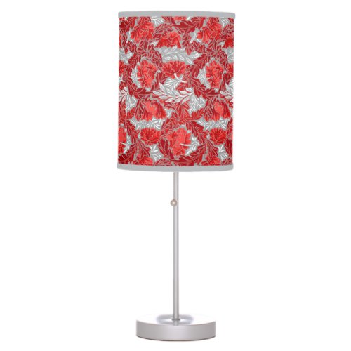 William Morris Floral Deep Red and Gray  Grey Table Lamp