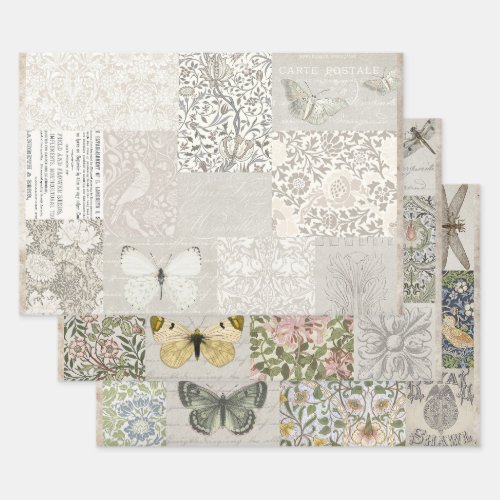 WILLIAM MORRIS FLORAL DESIGN BLOCKS  WRAPPING PAPER SHEETS