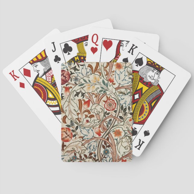 William Morris floral design playing cards  (Back)