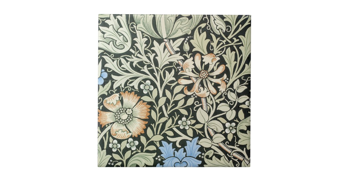 William Morris Floral Design Tile Zazzle