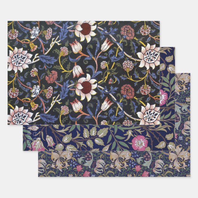 William Morris Floral Design Wrapping Paper Sheets (Set)