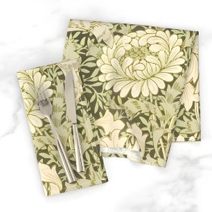 William Morris' Floral Elegance Gold & Green Cloth Napkin