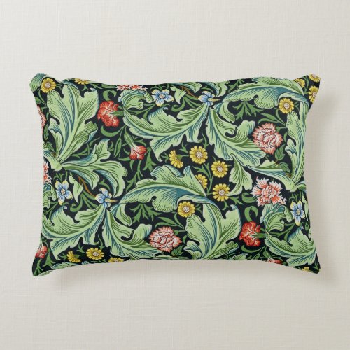 William Morris Floral Flowers Carnation Pink Green Accent Pillow