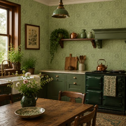 William Morris Floral Foliage Diaper Pattern Wallpaper