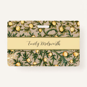 William Morris Floral Fruit Garden Flower Classic Badge