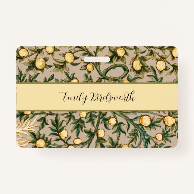 William Morris Floral Fruit Garden Flower Classic Badge (Front)