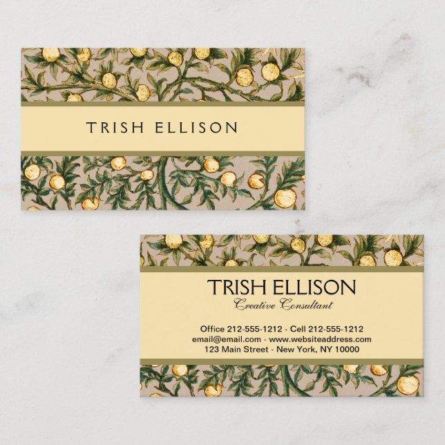 William Morris Floral Fruit Garden Flower Classic Business Card (Front/Back)