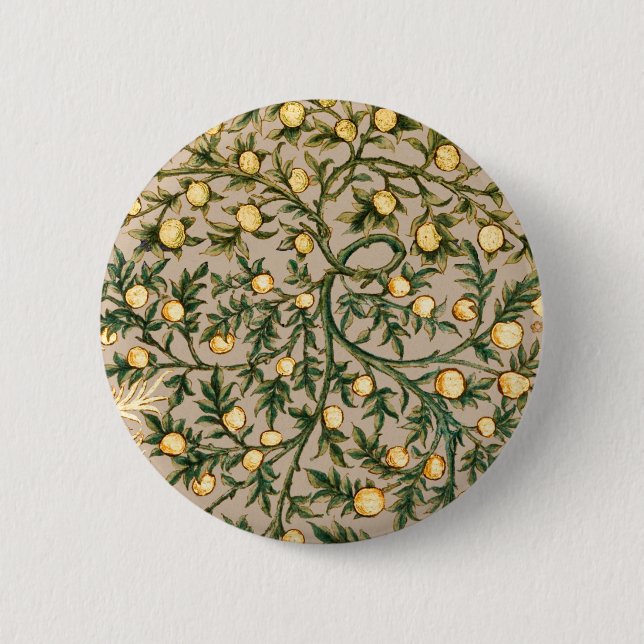 William Morris Floral Fruit Garden Flower Classic Button (Front)