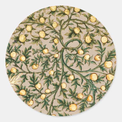 William Morris Floral Fruit Garden Flower Classic Classic Round Sticker