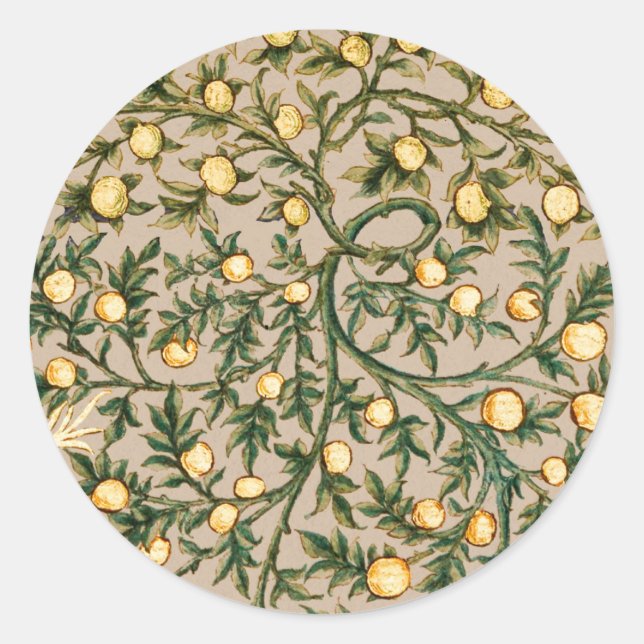 William Morris Floral Fruit Garden Flower Classic Classic Round Sticker (Front)