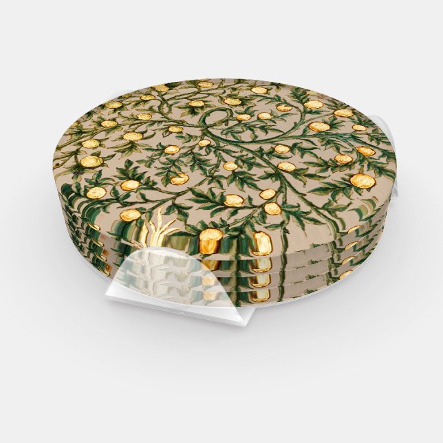 William Morris Floral Fruit Garden Flower Classic Coaster Set (Set)