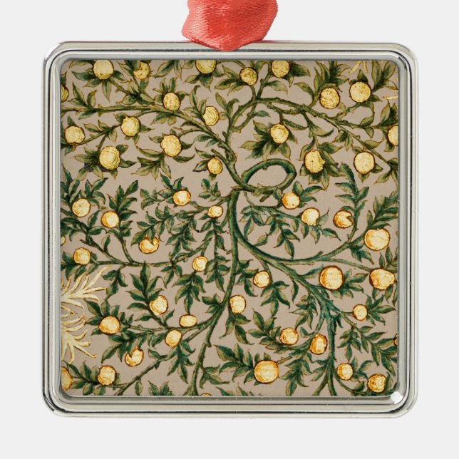 William Morris Floral Fruit Garden Flower Classic Metal Ornament (Front)