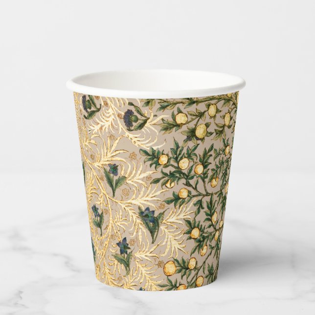 William Morris Floral Fruit Garden Flower Classic Paper Cups (Front)